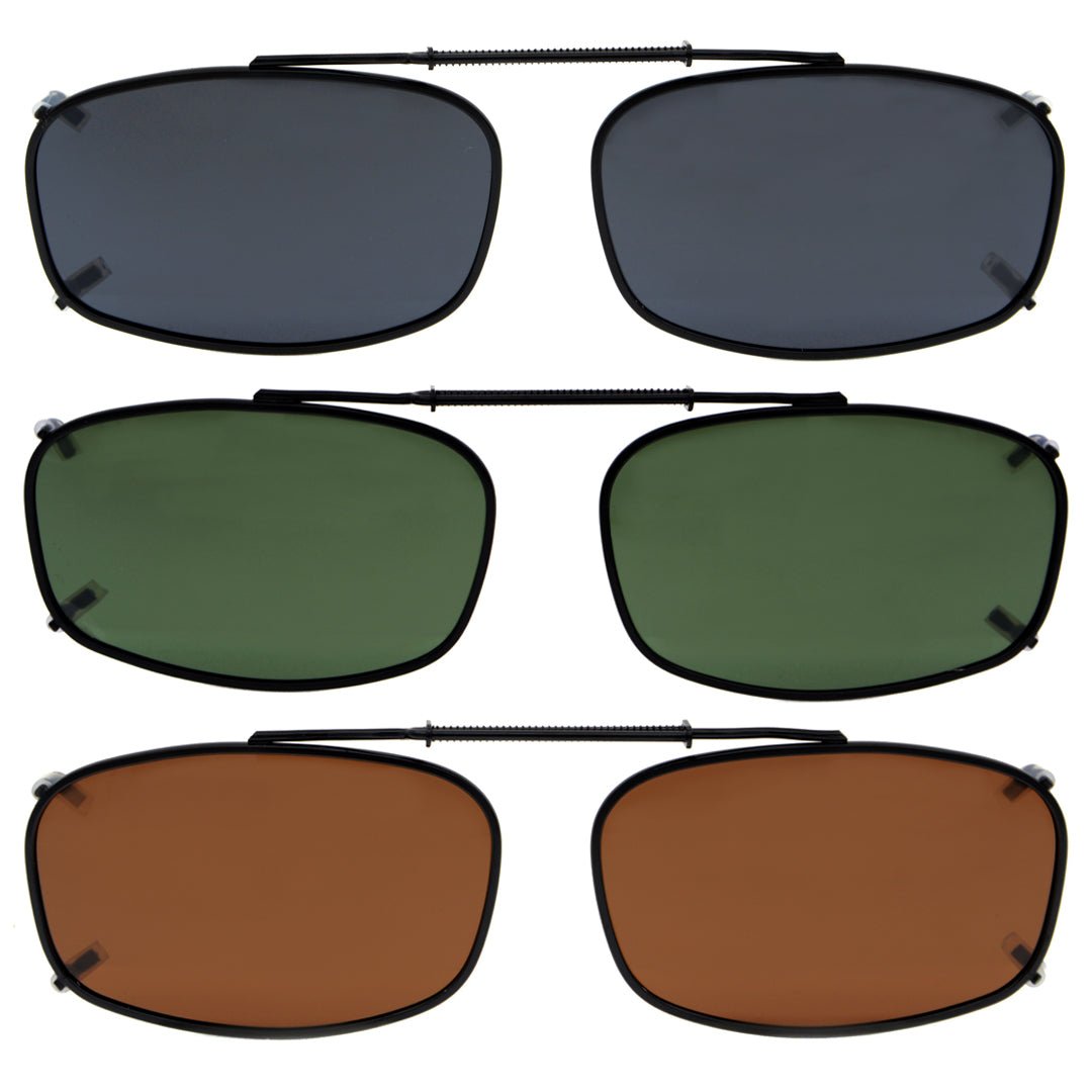 3 Pack Classic Sunglasses Clip On Polarized Women Men (52MMx32MM)