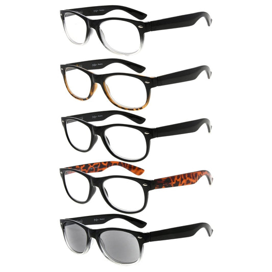 5 Pack Classic 80's Readers Include Sunglasses R011eyekeeper.com