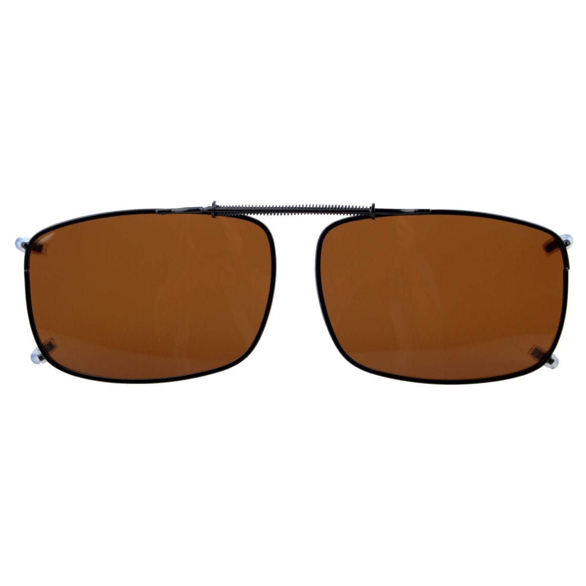Wide Lens Clip On Polarized Sunglasses Women Men (58MMx38MM) Brown