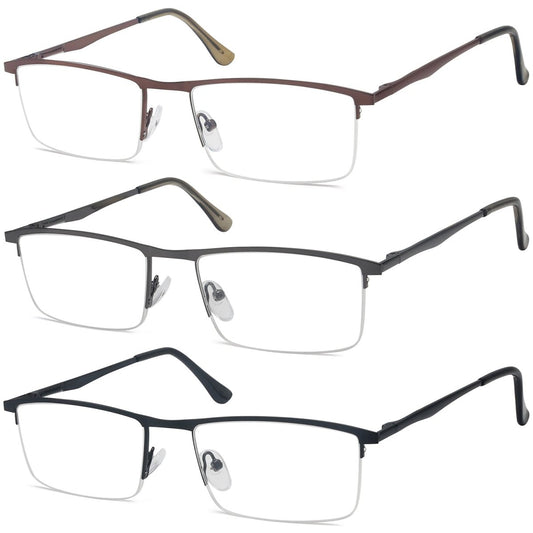 3 Pack Half-rim Metal Frame Reading Glasses R1614eyekeeper.com