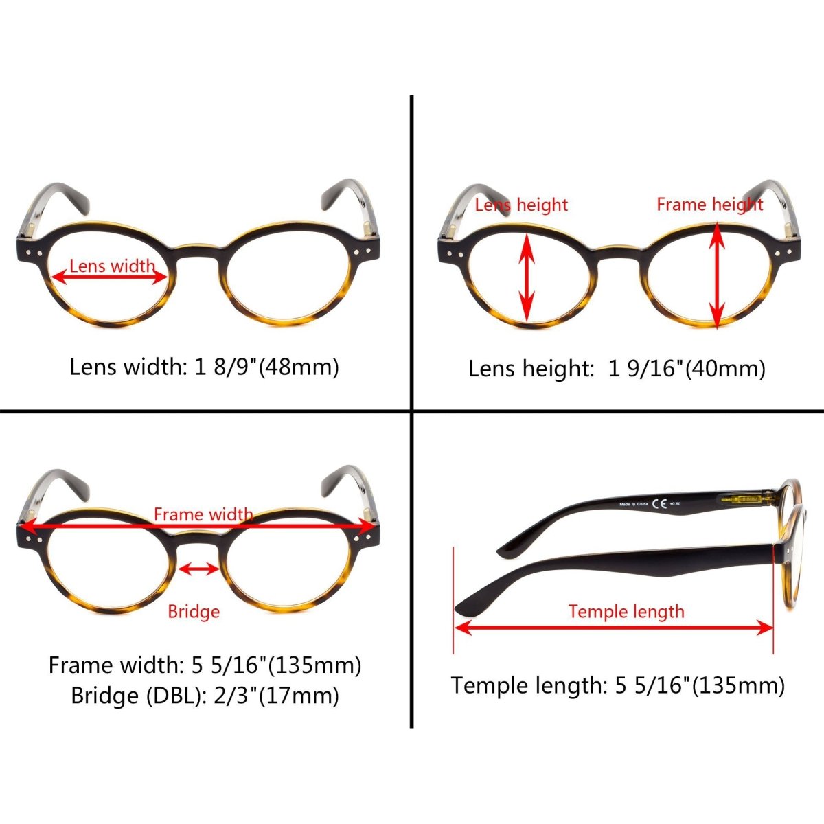 5 Pack Retro Round Reading Glasses Include Sunglasses Men
