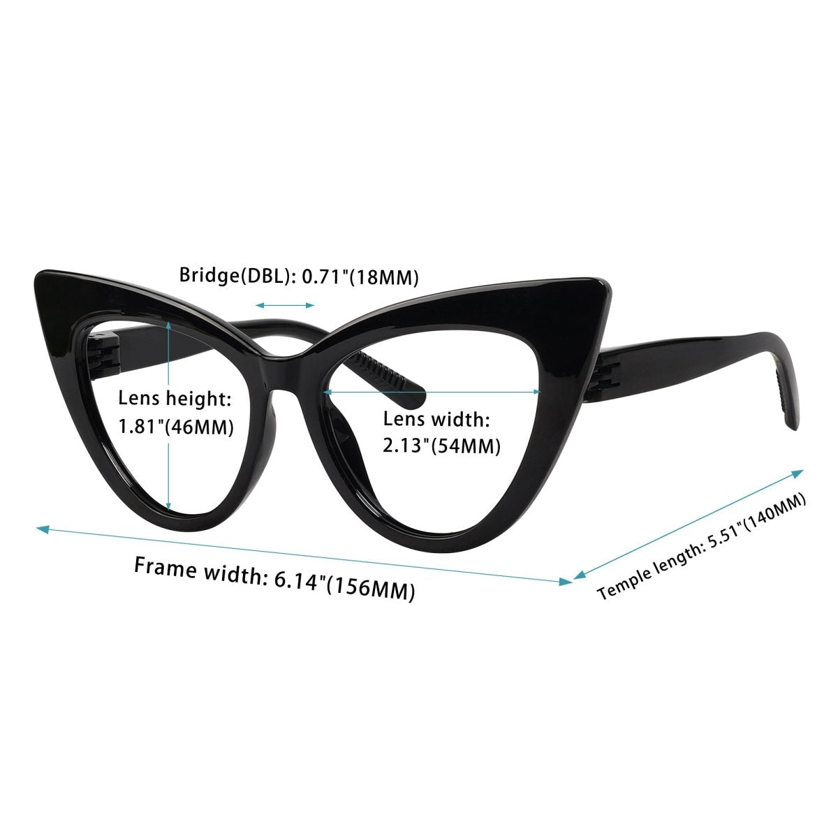 Reading Glasses Oversized Metalless Screwless Cateye 6-Pack