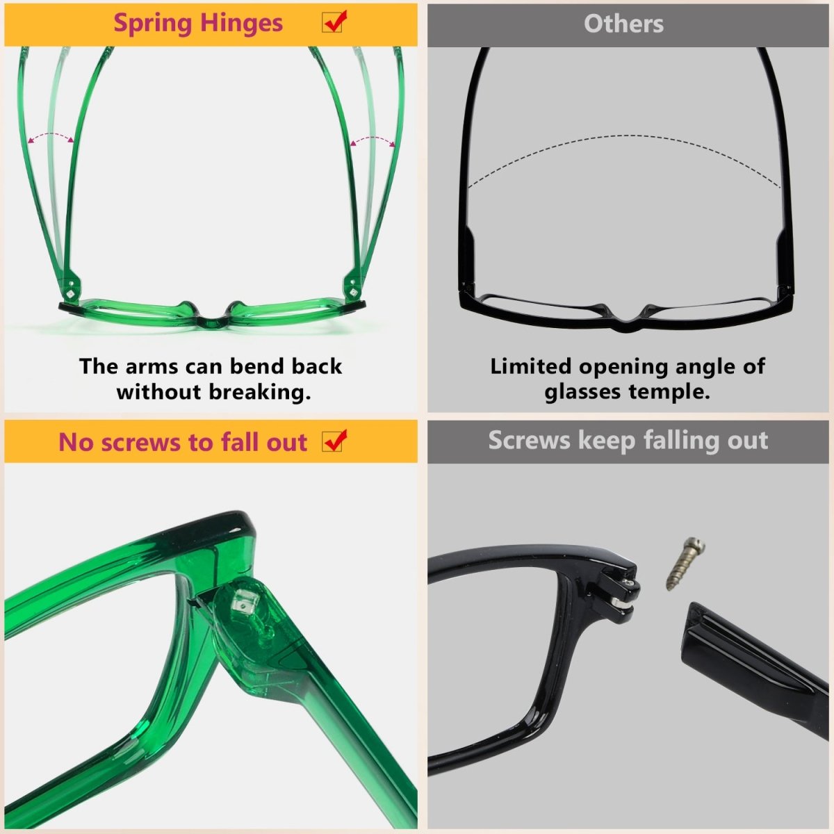 Reading Glasses Oversized Metalless Screwless Specs 6 Pack Women eyekeeper