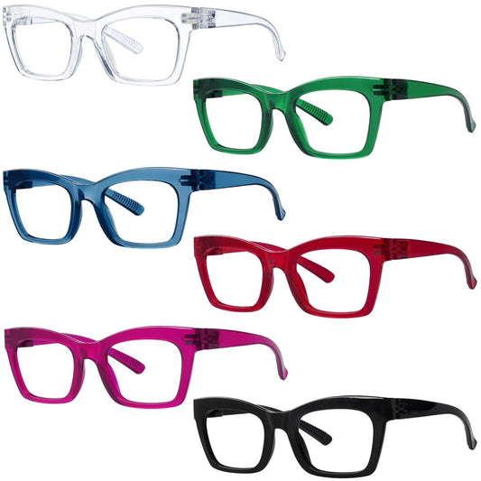 6 Pack Metalless Screwless Thick Frame Reading Glasses R2308eyekeeper.com