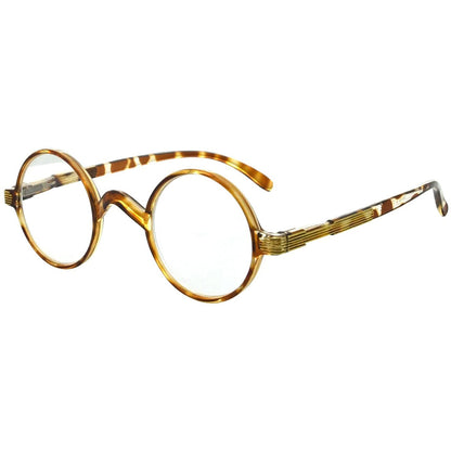 Round Vintage Style Reading Glasses Clear Tortoise R077B