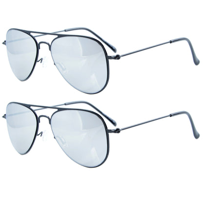Pilot Sunglasses Black Silver Mirror S15017