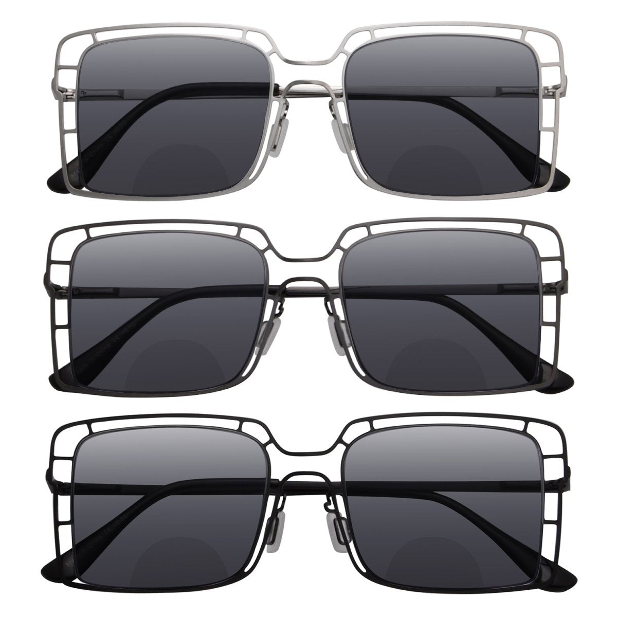 Thin Metal Hollow Frame Bifocal Sunglasses Readers SBR2301