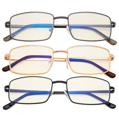 3 Pack Blue Light Blocking Reading Glasses Full Rim UVR15023