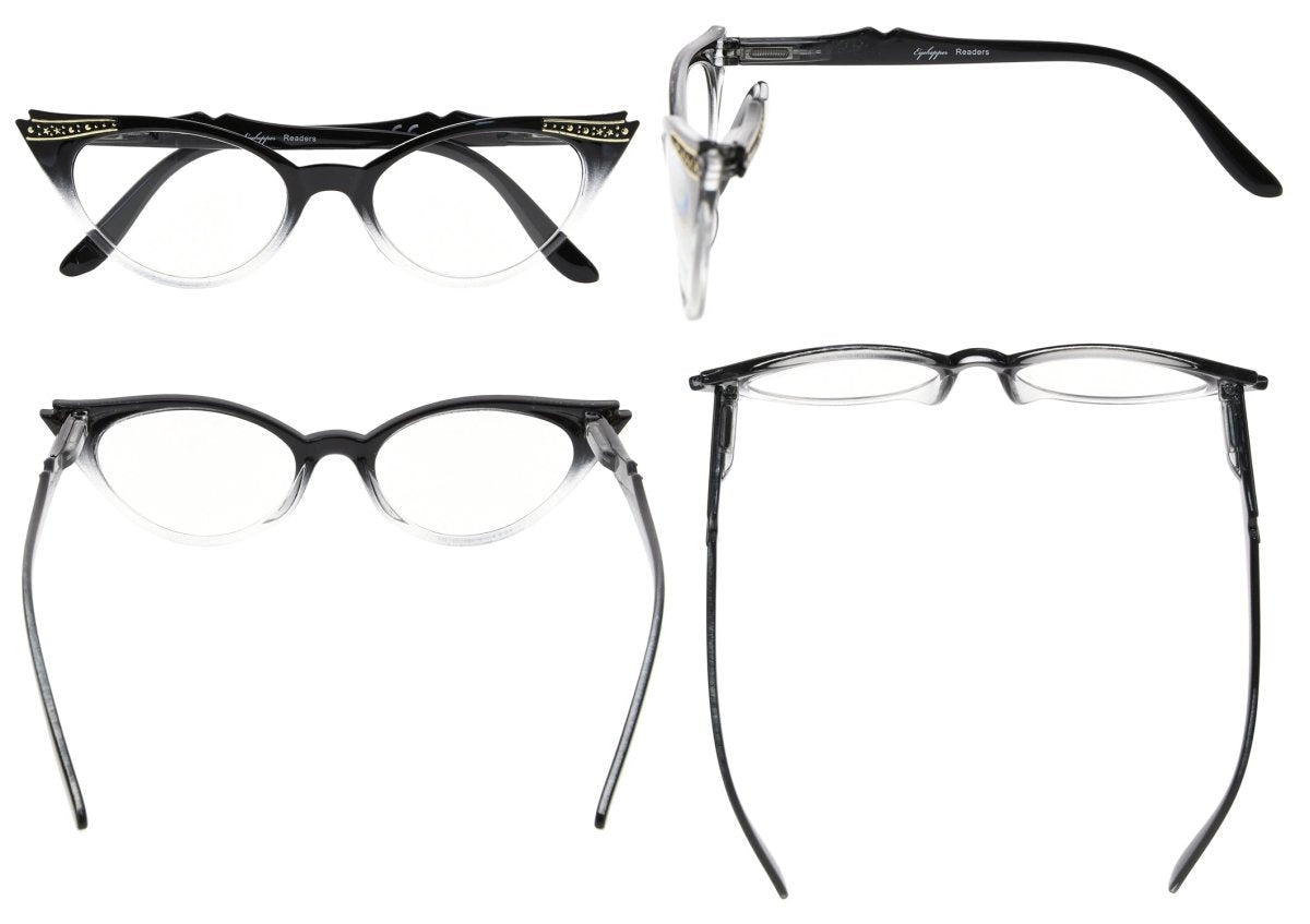 3 Pack Cat-eye Reading Glasses Include Sunshine Readers R914eyekeeper.com