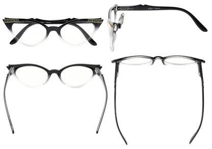 3 Pack Cat-eye Reading Glasses Include Sunshine Readers R914eyekeeper.com