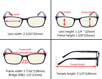 3 Pack Classic Blue Light Filter Reading Glasses UVR898