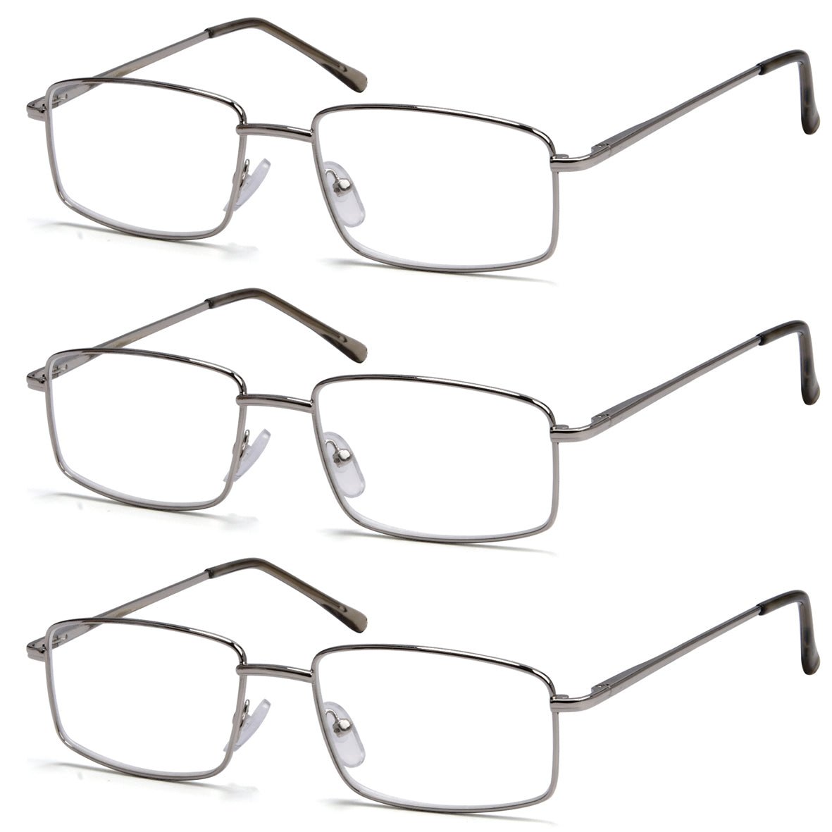 3 Pack Classic Metal Frame Reading Glasses R15023 Silver 3pcs 0.50