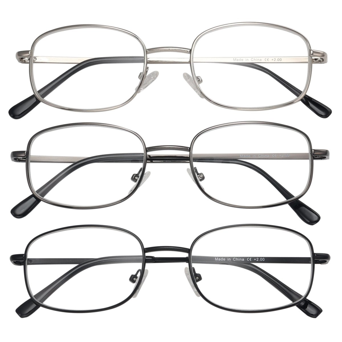 3 Pack Classic Rectangle Reading Glasses for Women Men R3235eyekeeper.com
