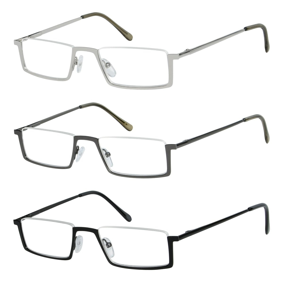 3 Pack Half Rim Metal Reading Glasses R1613eyekeeper.com