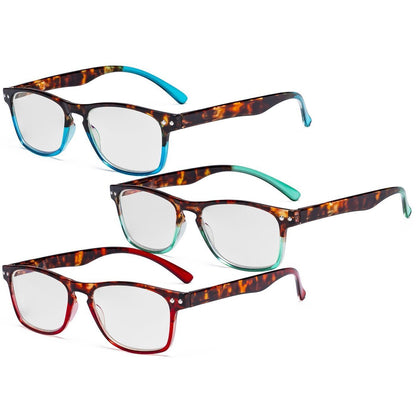 3 Pack Stylish Reading Glasses with Tortoise Arm R046D