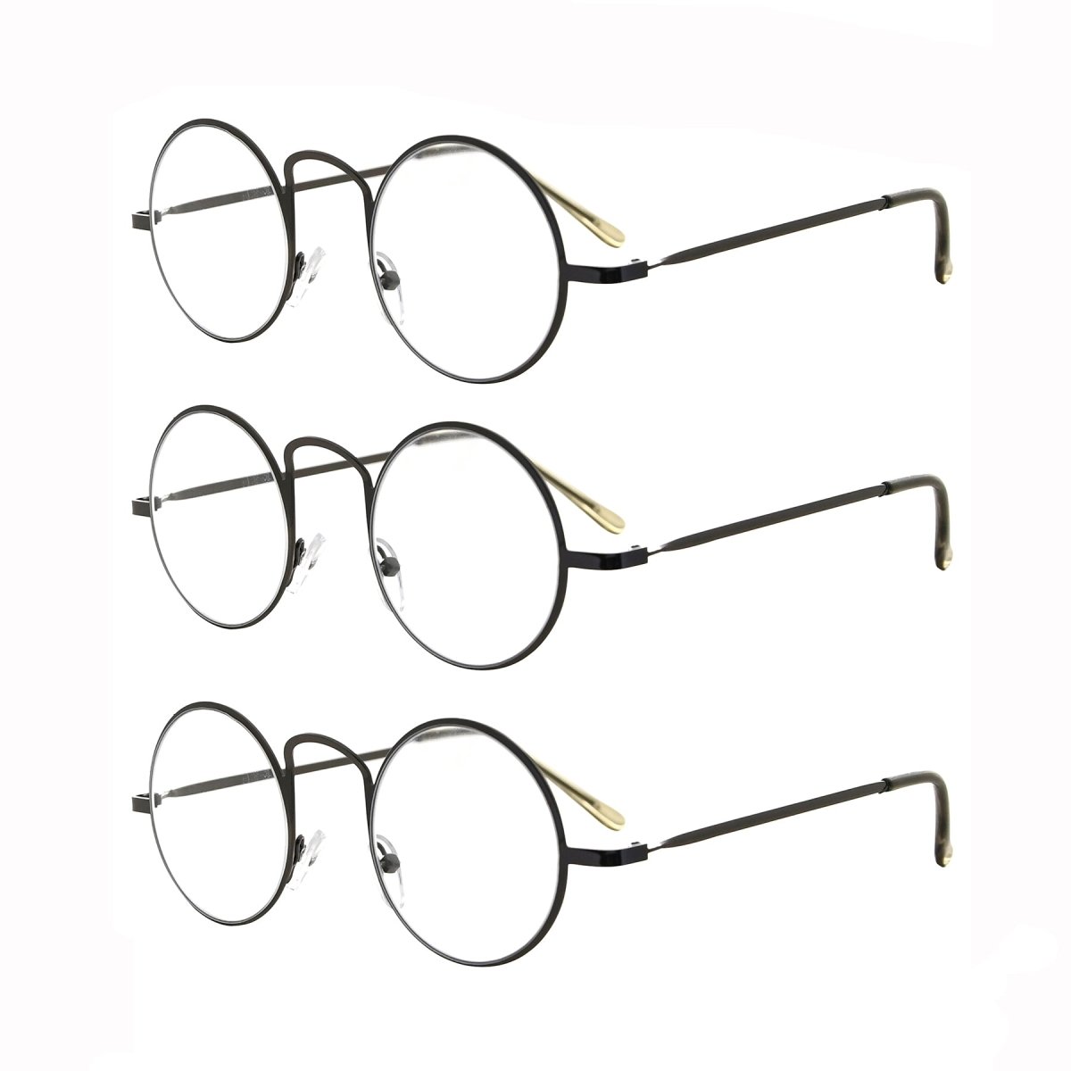 3 Pack Lightweight Round Metal Reading Glasses R15025eyekeeper.com