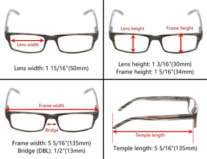 3 Pack Rectangle Reading Glasses for Men R026eyekeeper.com