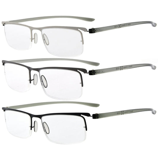 3 Pack Rectangle Reading Glasses Half Rim Classic 3-R15615eyekeeper.com