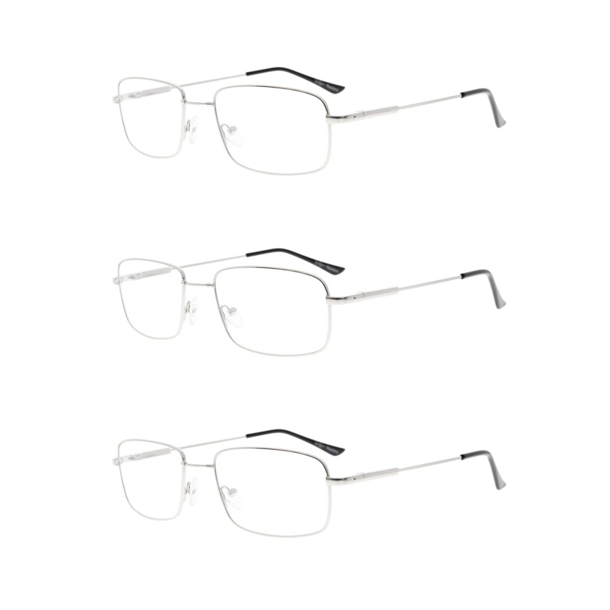 3 Pack Rectangle Reading Glasses Metal Readers R1701eyekeeper.com