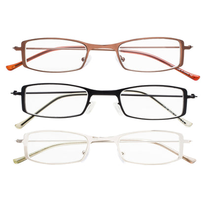 3 Pack Stainless Steel Lightweight Reading Glasses R15005