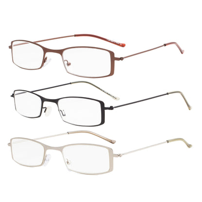 3 Pack Stainless Steel Lightweight Reading Glasses R15005