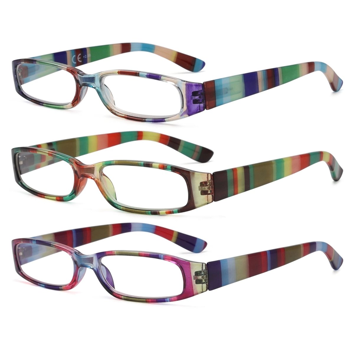 3 Pack Striped Pattern Reading Glasses Women R906eyekeeper.com