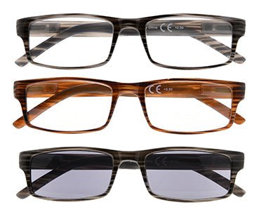 3 Pack Stylish Striped Rectangle Reading Glasses Men R026