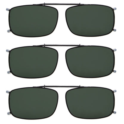 G15-3pcs Rectangle Sunglasses Clip On Polarized C63