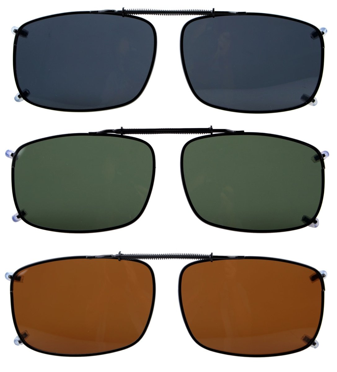 3 Pack Wide Lens Clip on Polarized Sunglasses C60(58MMx38MM)
