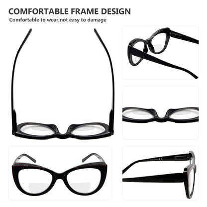 4 Pack Attractive Cat-eye Bifocal Reading Glasses BR2118eyekeeper.com