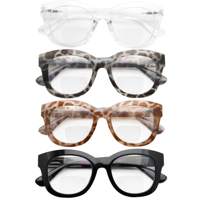 4 Pack Bifocal Reading Glasses Oversized for Women BR1555