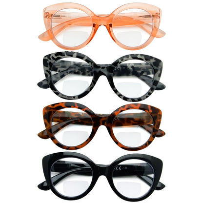 4 Pack Chic Cat-eye Bifocal Reading Glasses Women BR2012