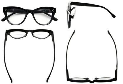 4 Pack Cat-eye Bifocal Reading Glasses Oversized BR9108eyekeeper.com