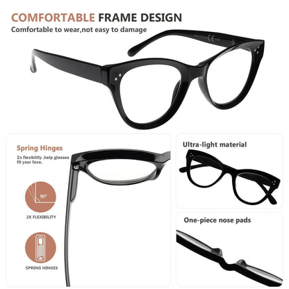 4 Pack Cat-eye Oversized Reading Glasses for Women R9108eyekeeper.com