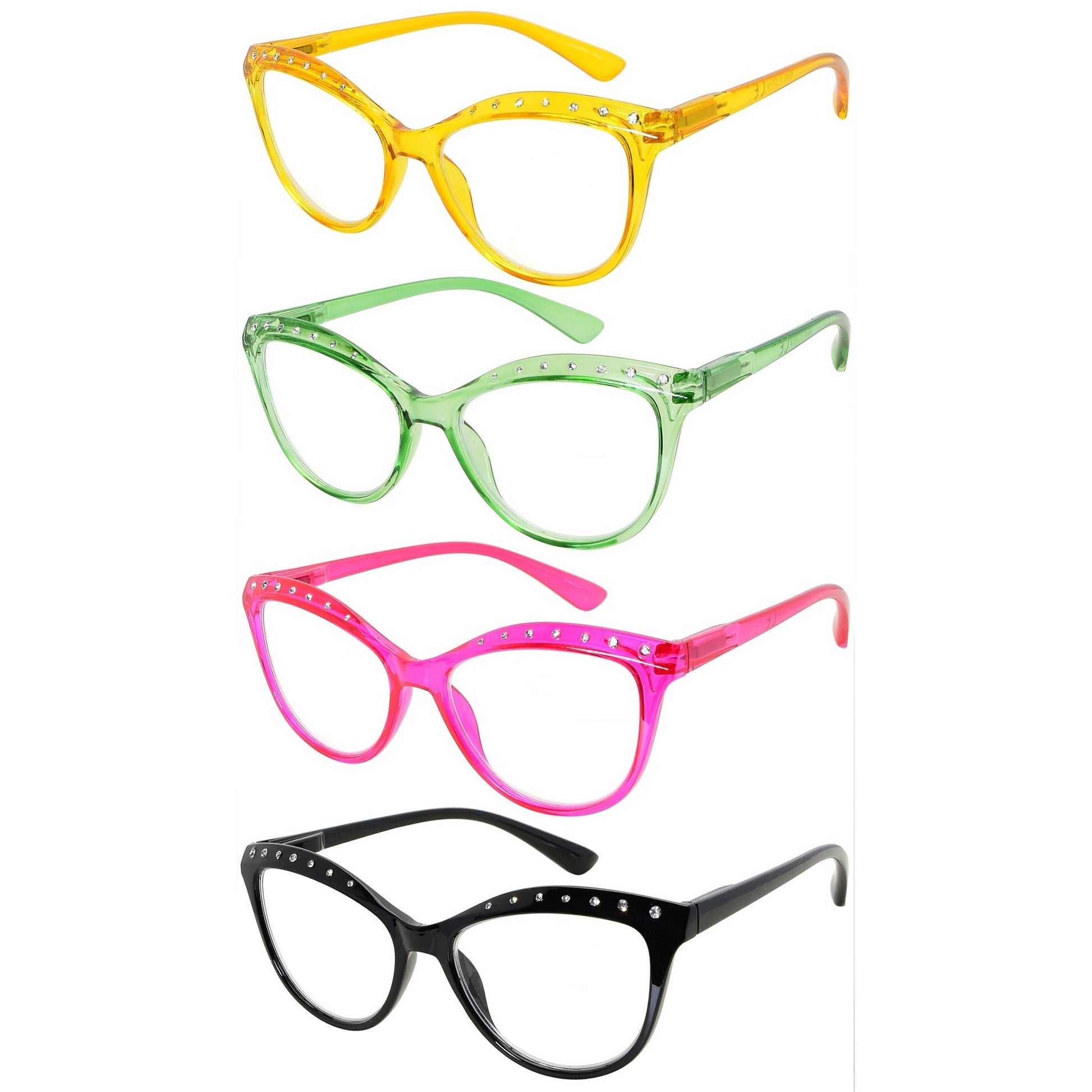 4 Pack Cat-eye Rhinestone Reading Glasses for Women R2001