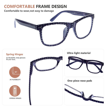 4 Pack Classic Polka Dots Reading Glasses for Women R080P