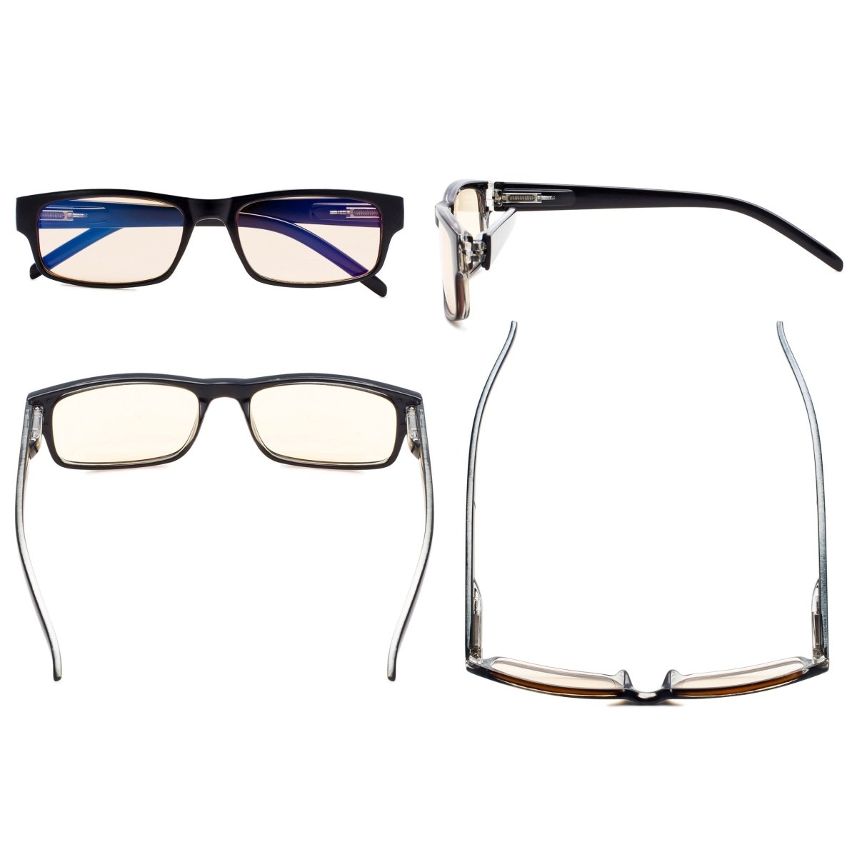 4 Pack Classic Rectangle Blue Light Filter Reading Glasseseyekeeper.com