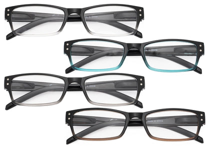 4 Pack Classic Rectangle Reading Glasses Women Men R012B