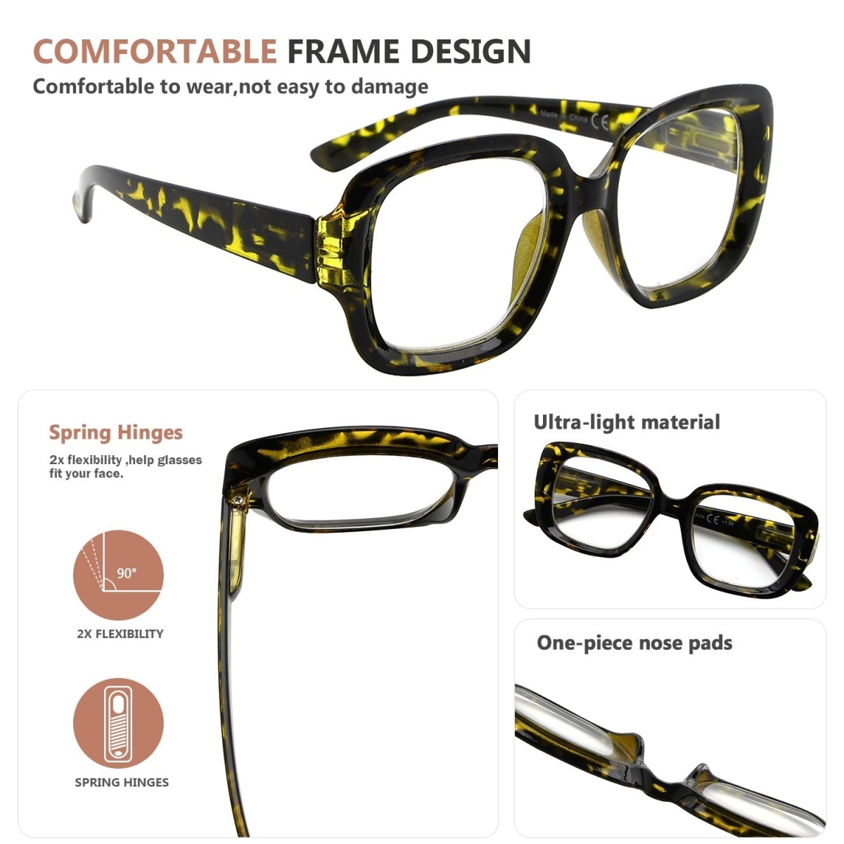 4 paquets lunettes lecture classiques monture epaisse femmes hommes eyekeeper