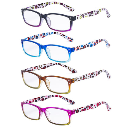 4 Pack Cute Dot Pattern Temples Readers Women R103P-A