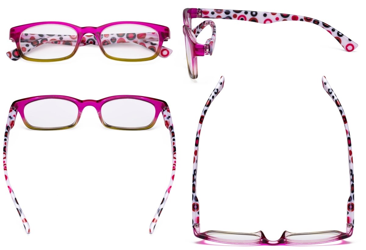 4 Pack Fashion Polka Dots Patterned Reading Glasses R029Peyekeeper.com