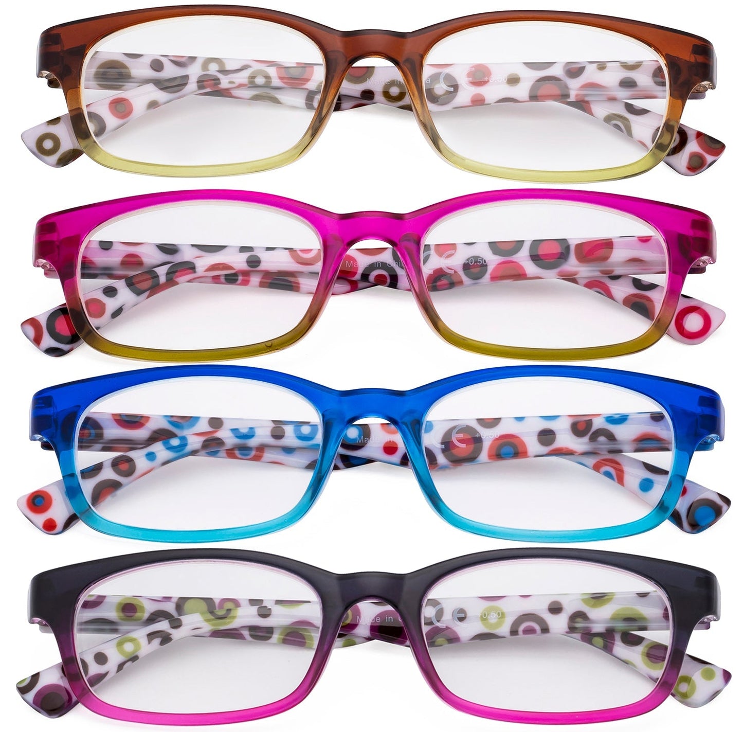 4 Pack Fashion Polka Dots Patterned Reading Glasses R029P