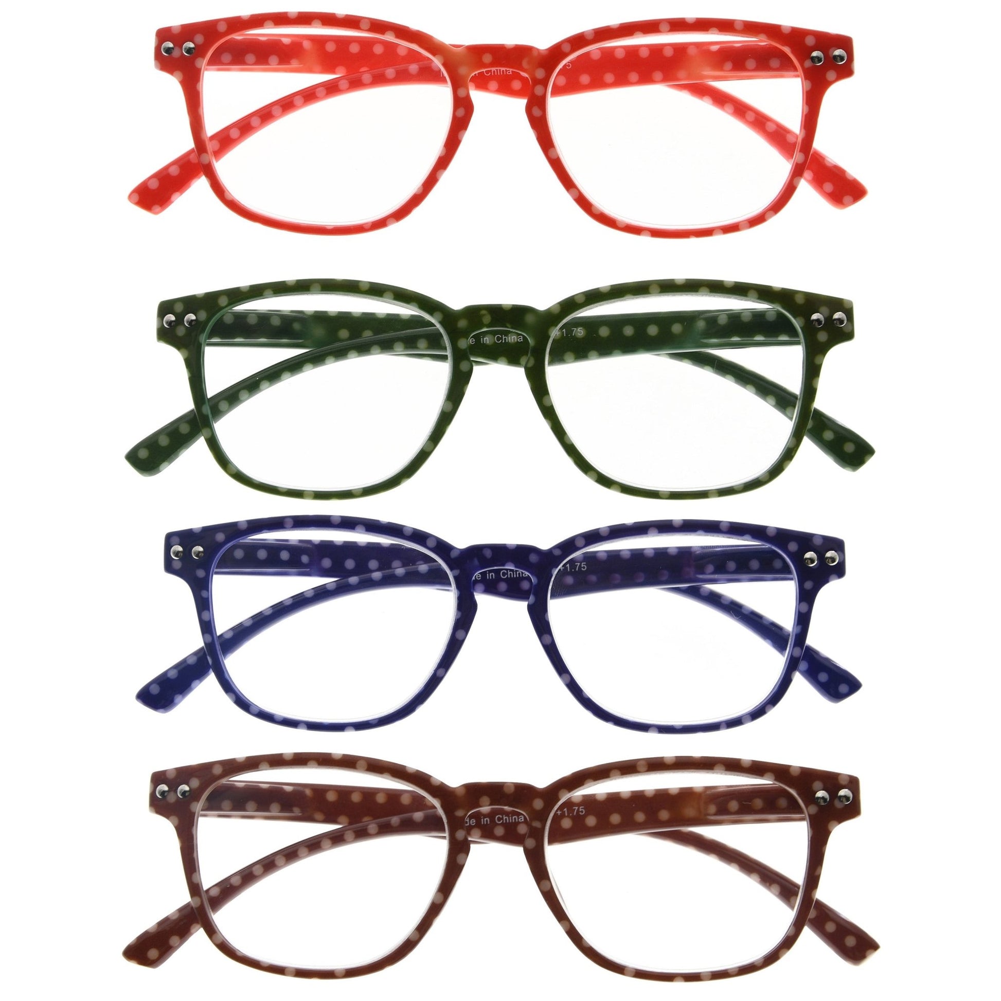4 Pack Fashion Polka Dots Reading Glasses for Women R079P