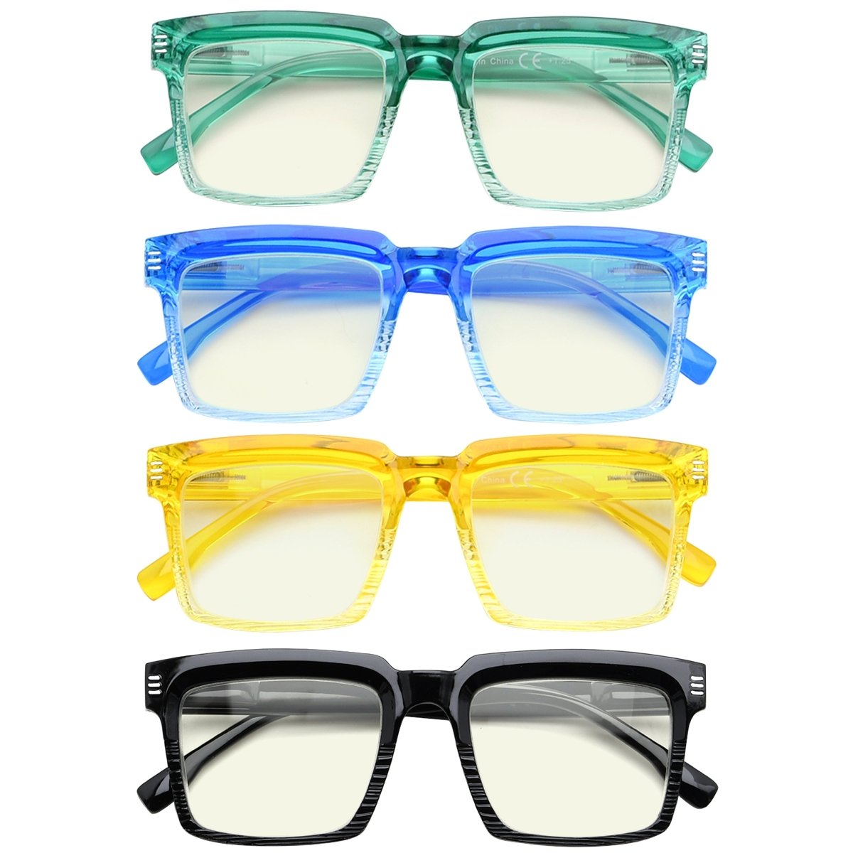 4 Pack Fashionable Blue Light Filter Reading Glasses UVR2027eyekeeper.com