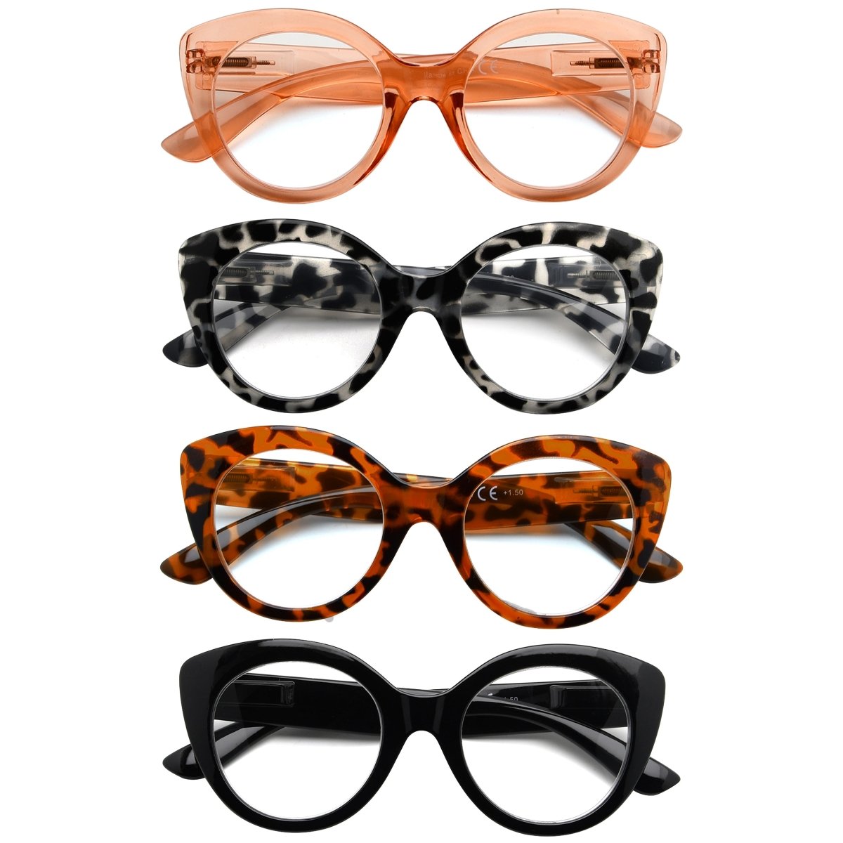4 Pack Fashionable Cat-eye Reading Glasses Chic Readers R2012