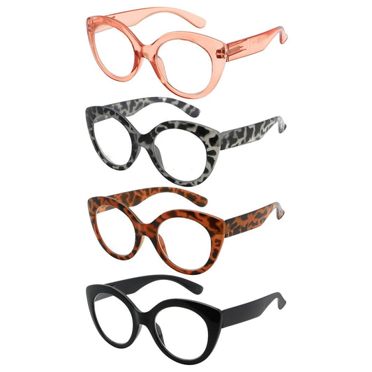 4 Pack Fashionable Cat-eye Reading Glasses for Women R2012