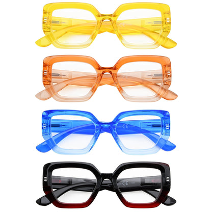 4 Pack Fashionable Large Frame Reading Glasses Women R2026