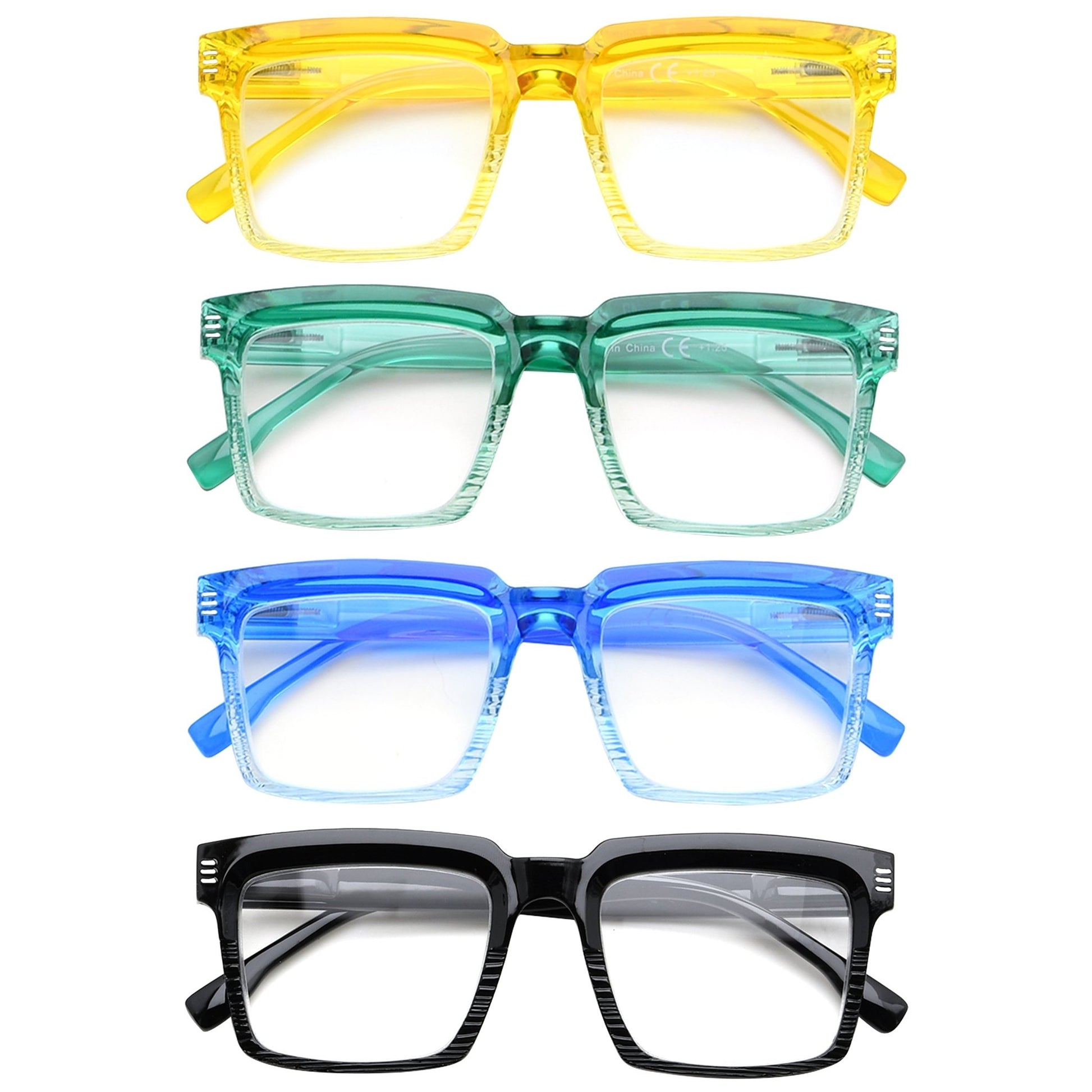 4 Pack Fashionable Large Frame Reading Glasses Women R2027