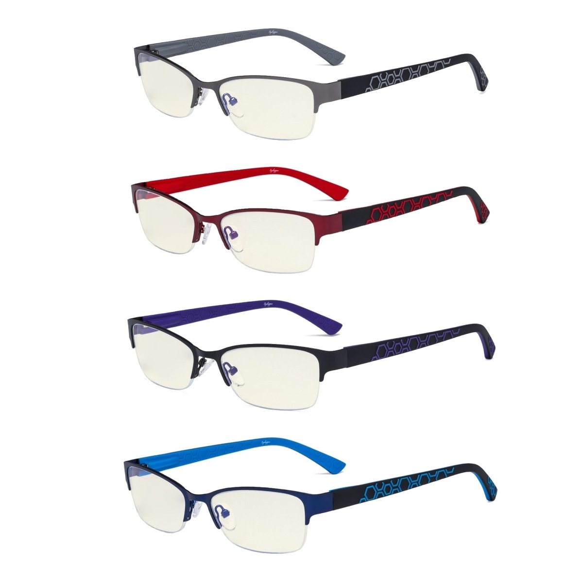 4 Pack Half-rim Blue Light Filter Eyeglasses Women UV17006eyekeeper.com