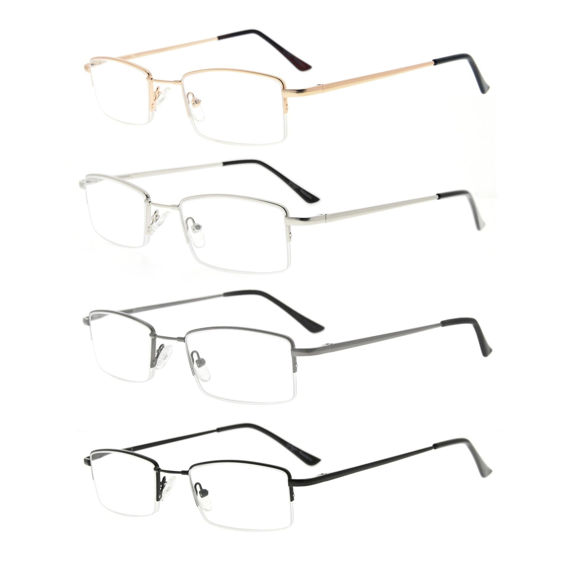 4 Pack Half-rim Reading Glasses with Titanium Bridge R1708